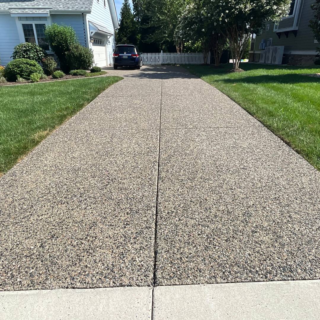 aggregate driveway after pressure washing