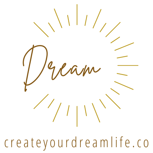 Dream logo with sunburst and www.createyourdreamlife.co