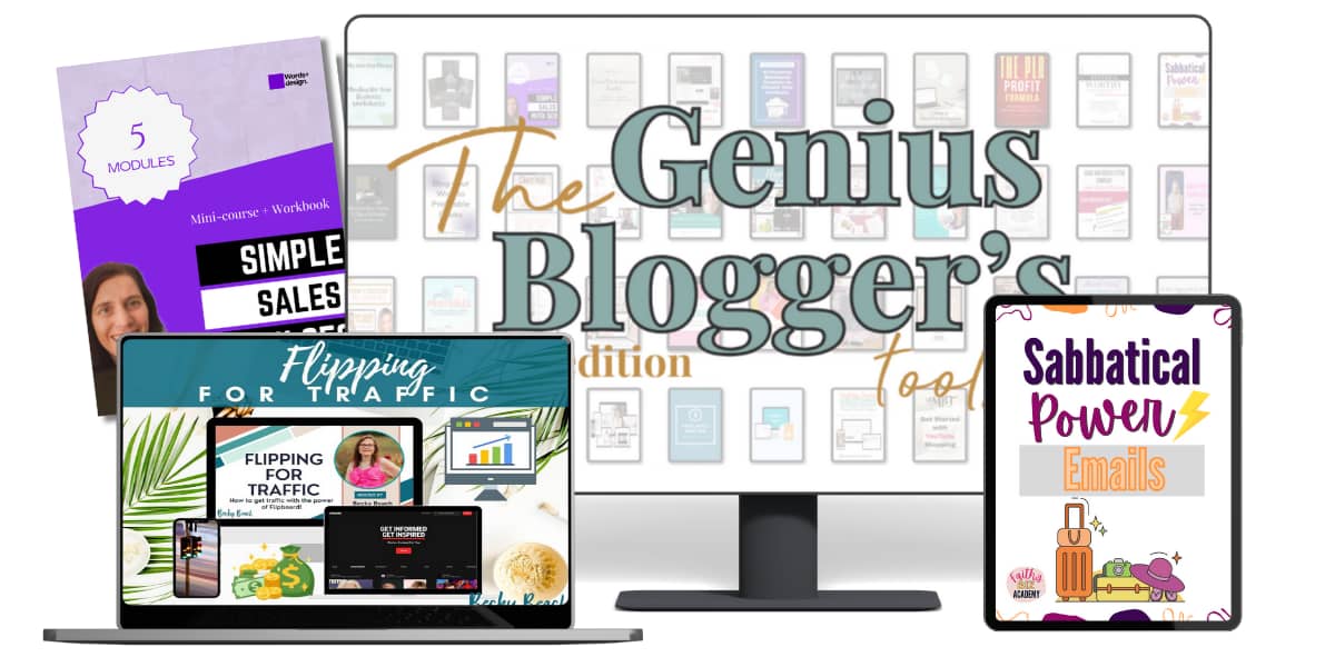 The Genius Blogger's Toolkit available now with images of products in the bundle.  