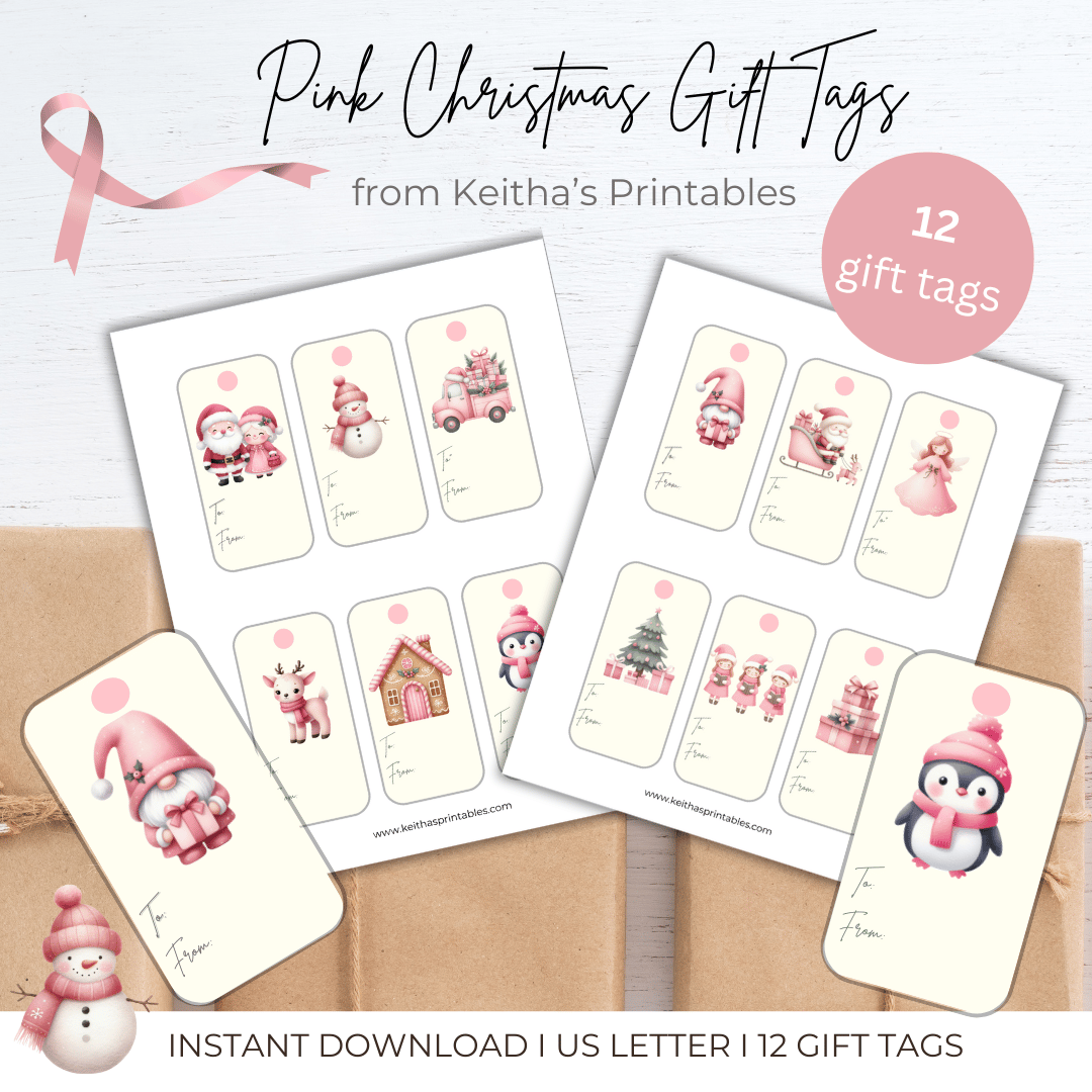Pink Christmas Gift Tags