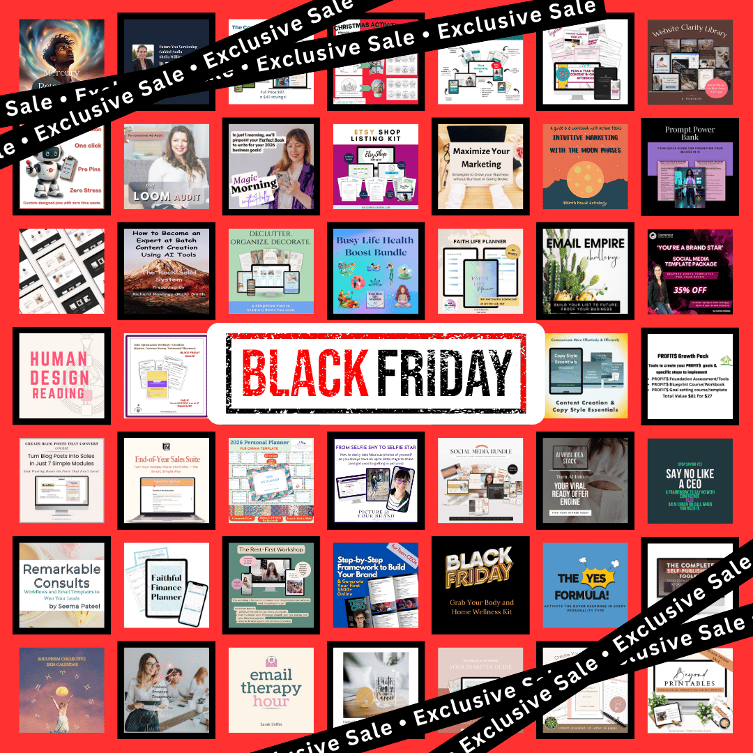 Exclusive Black Friday event with images of the products available.