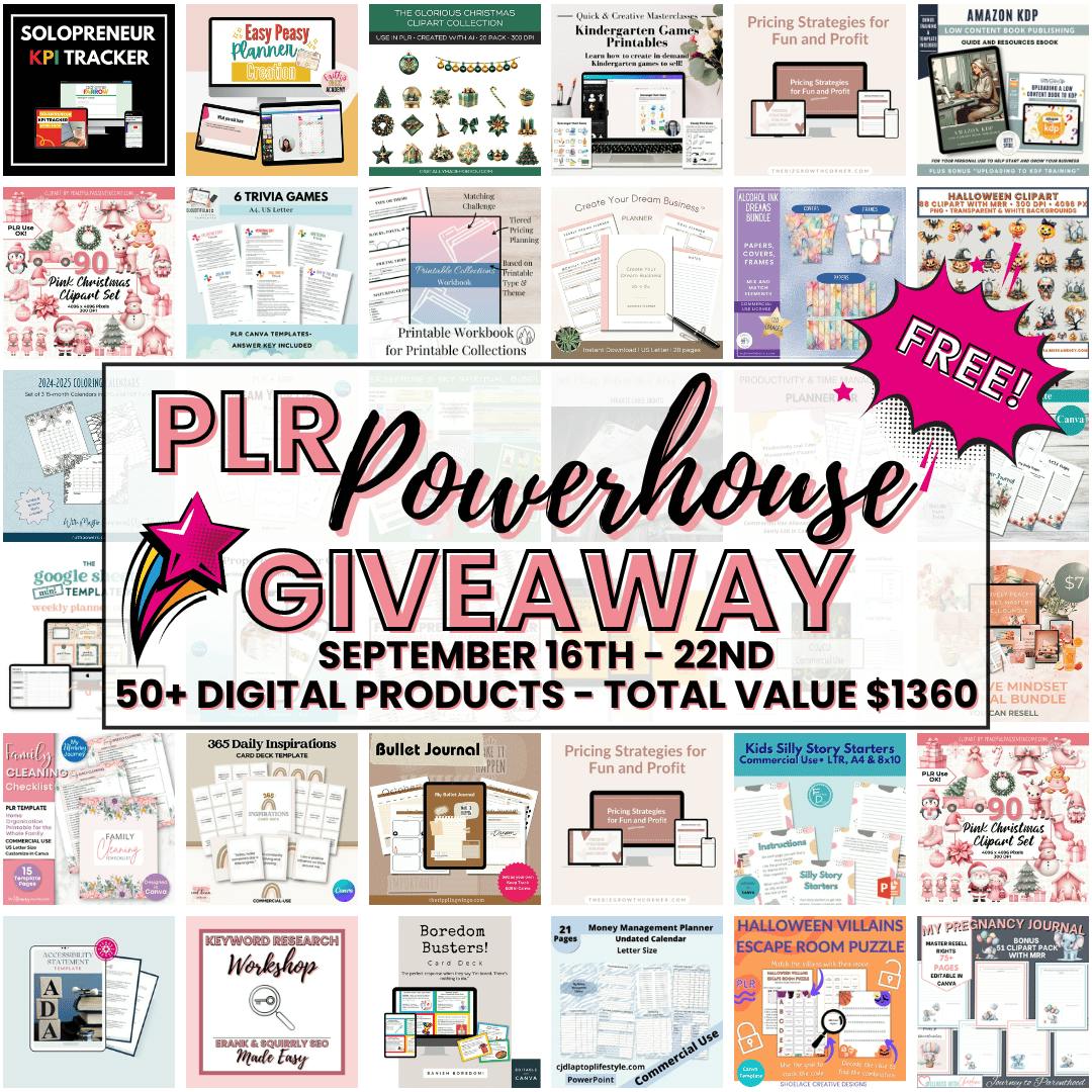 PLR Powerhouse Giveaway - Sept 16th - 22nd - 50+ Digital Products 