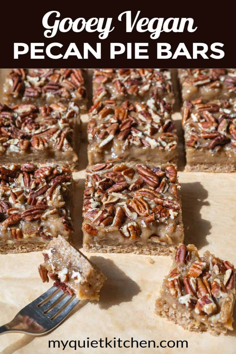 Vegan Pecan Pie Bars With Oatmeal Crust & Filling