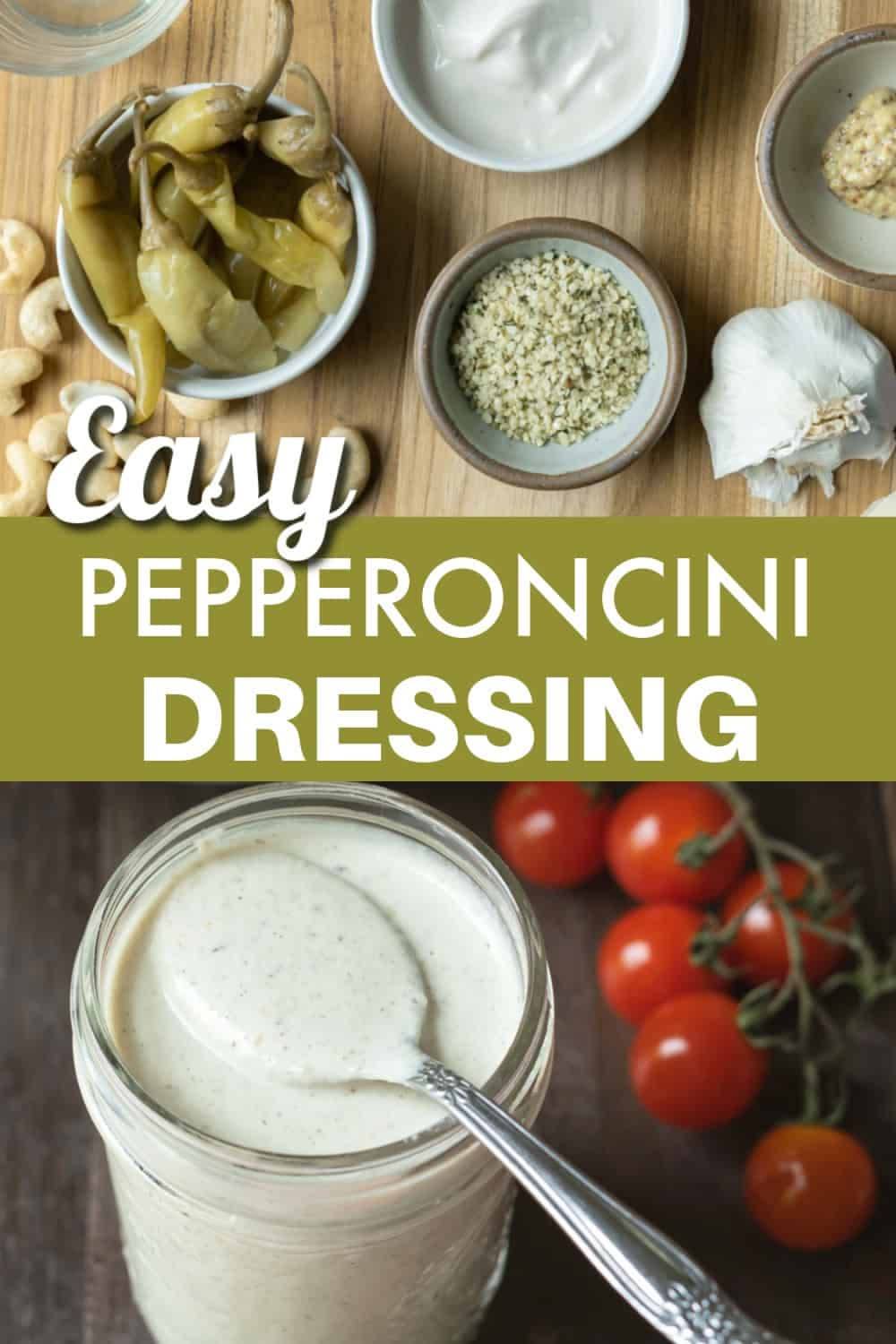 This easy homemade Pepperoncini Salad Dressing is perfect when you want something extra tangy, savory, and just a little spicy. Made with only 7 ingredients, it's dairy-free, vegan, and comes together in minutes. Just blend and pour!