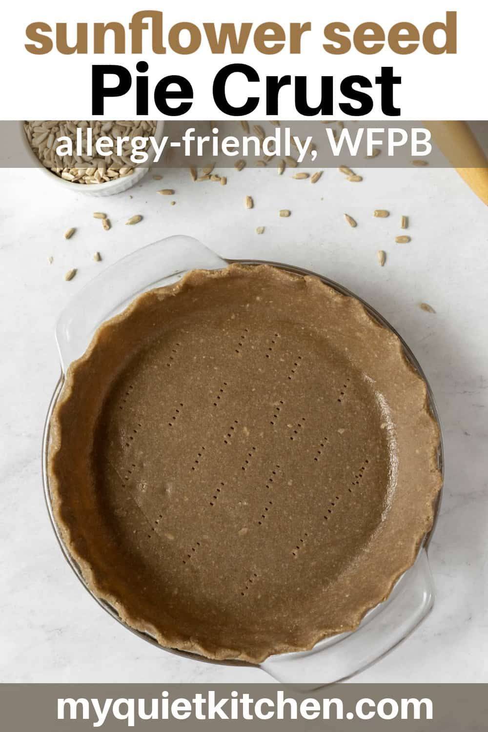 Imagine a healthy pie crust made without butter or oil, that's not only vegan and gluten-free, but free from the top allergens! Inspired by this popular pie crust recipe, sunflower seeds replace the almond flour for a crisp and easy WFPB, nut-free vegan pie crust! Sunflower seeds are budget-friendly, easy to find, nutritious, and lend a deliciously nutty flavor.