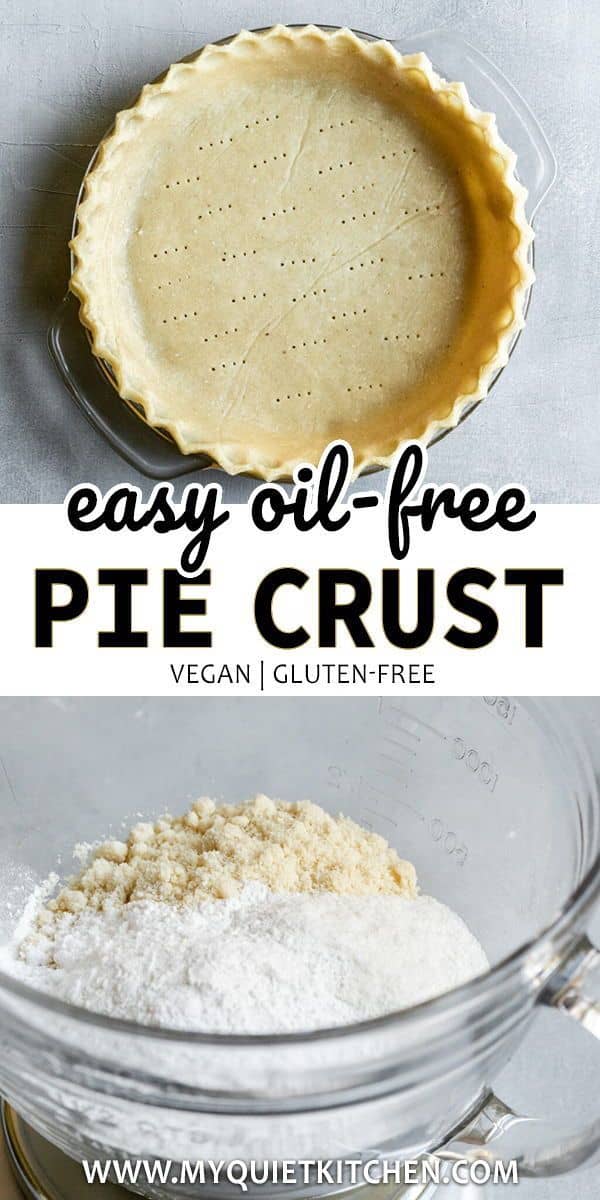 No one will ever believe this Pie Crust is gluten-free, dairy-free, and oil-free! This one bowl recipe is easy to make and it still tastes buttery and rich without any butter, oil, or shortening.