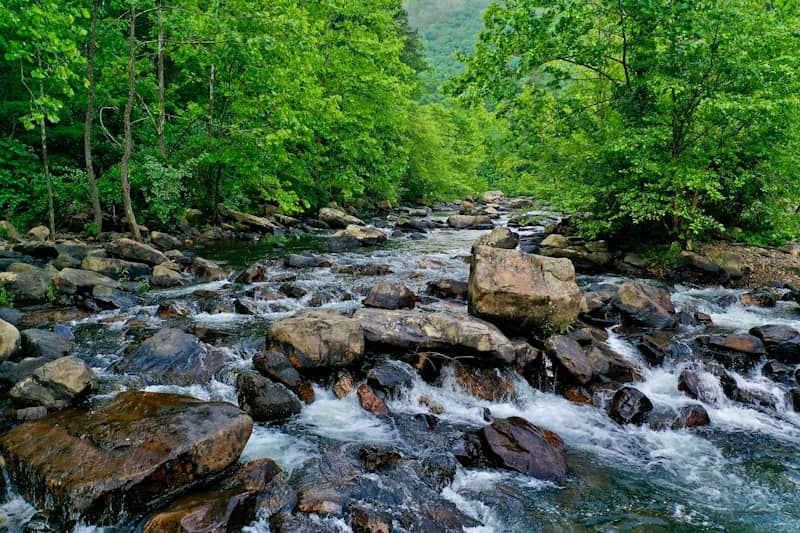 gray rocks on river during daytime