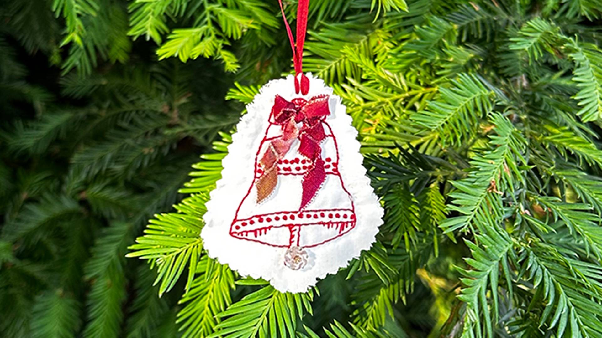 Holiday Bell embroidered ornament