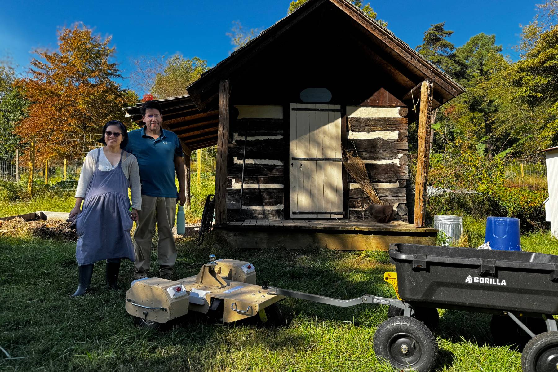 Nicky, Dave & our farm robot, Gather