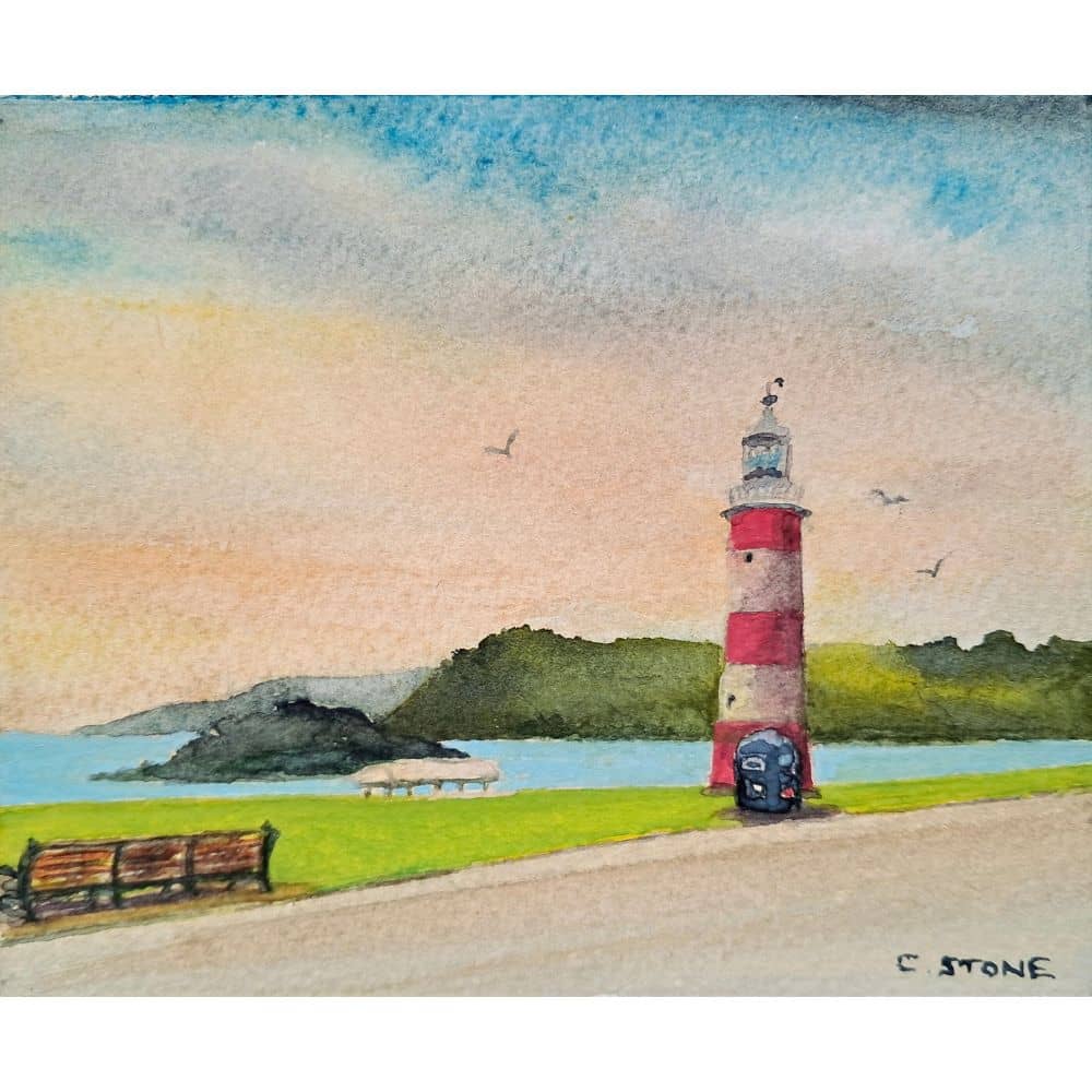 smeatons tower watercolour painting