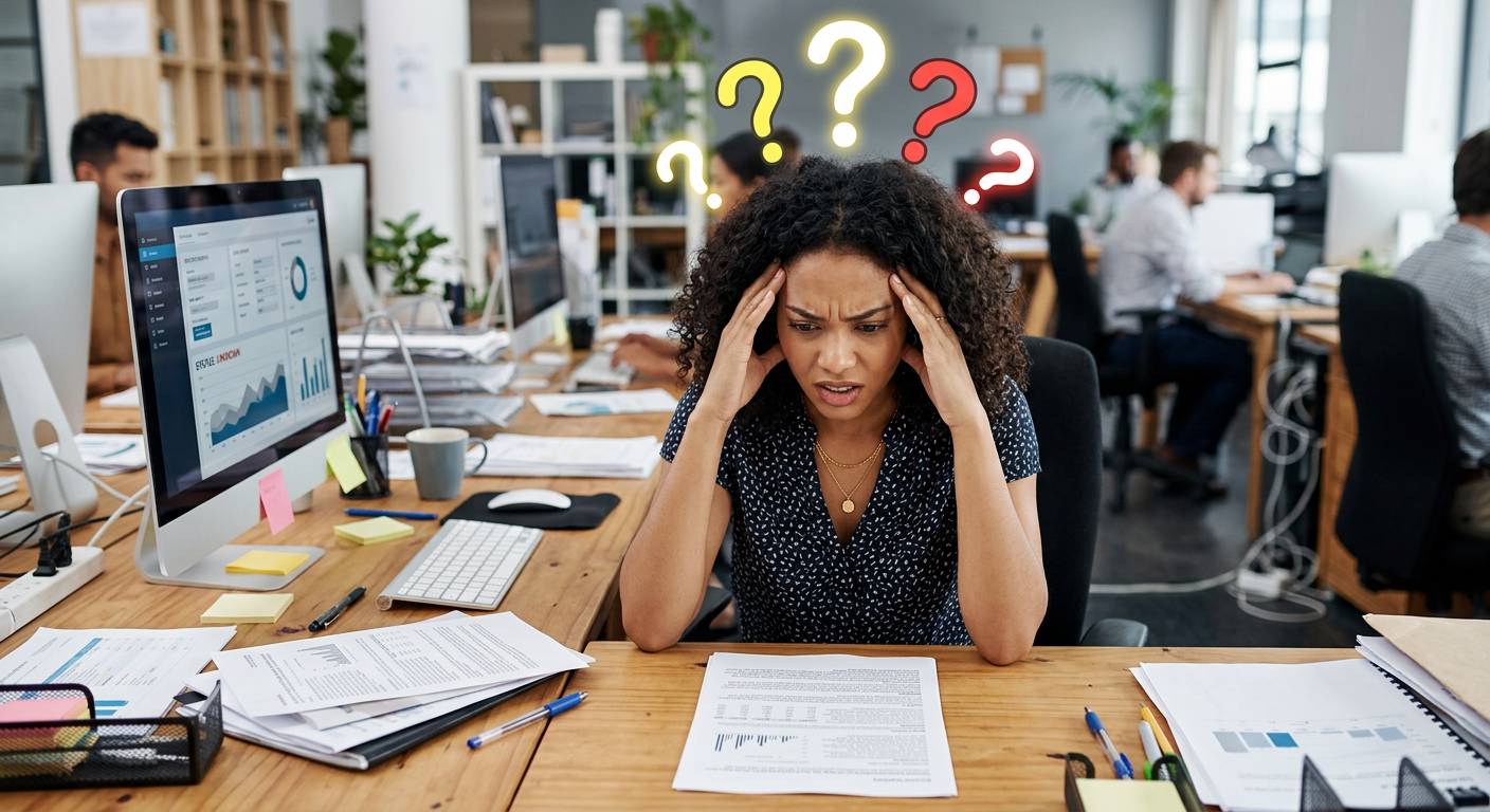 woman questioning at a desk