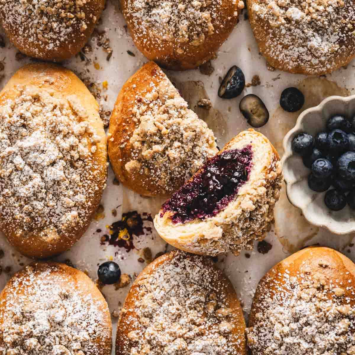 blueberry sweet buns close up
