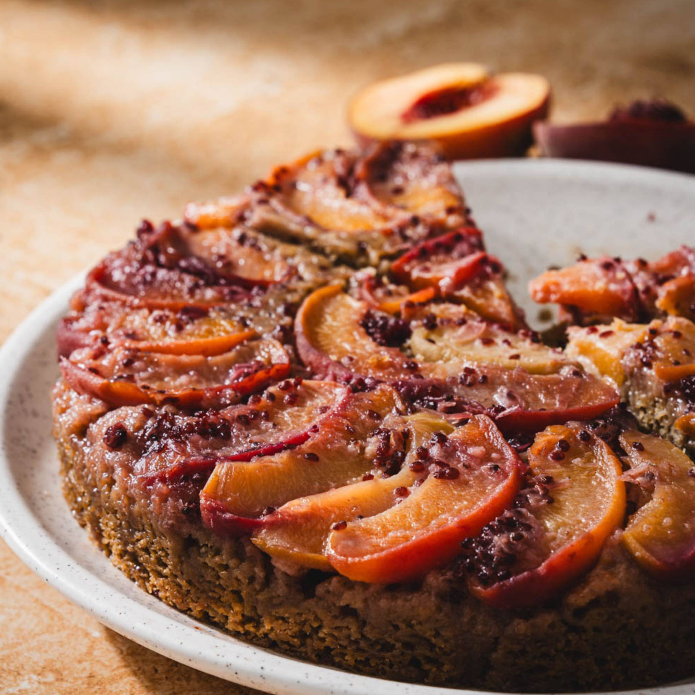 peach upside-down cake