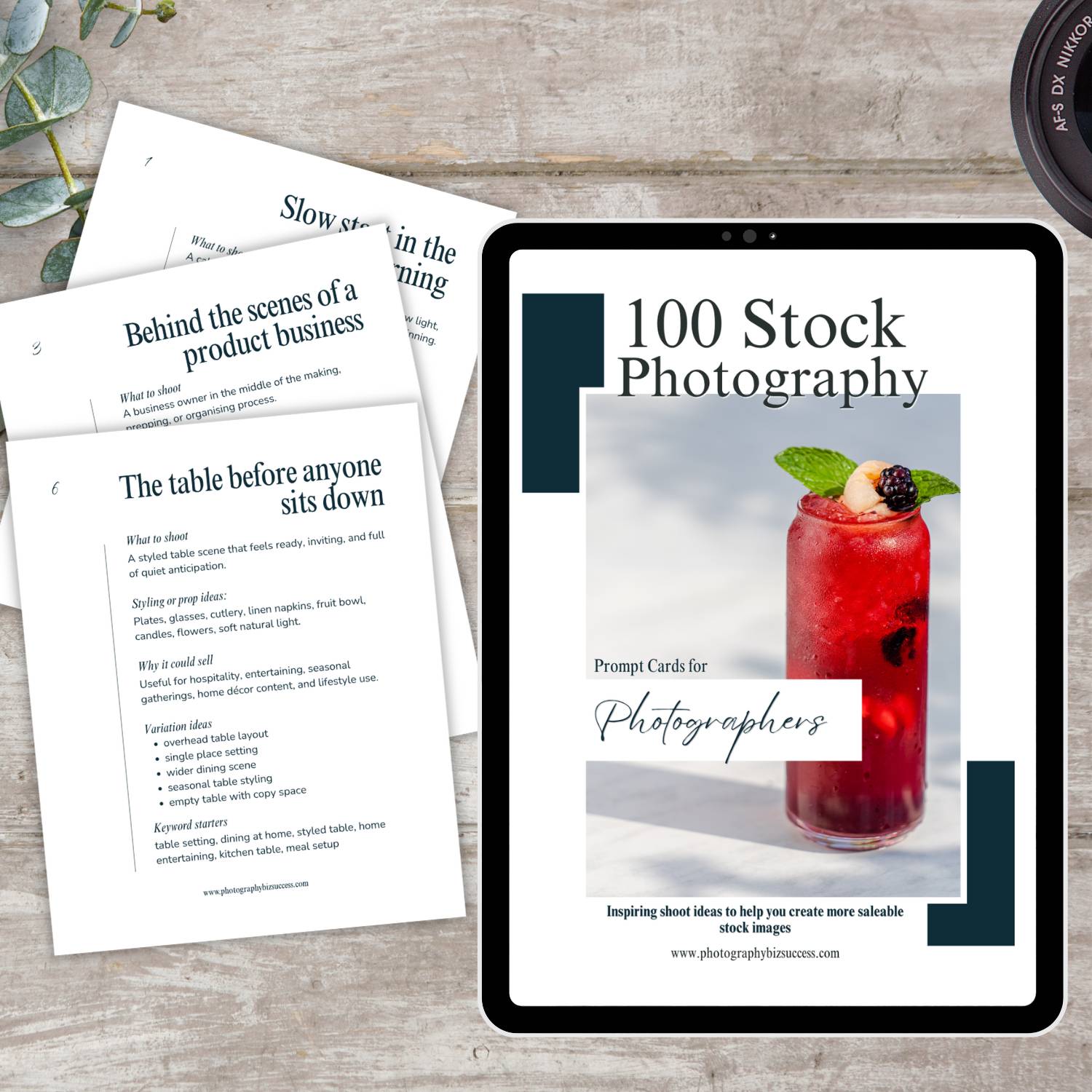 100 Stock Photography Prompt Cards