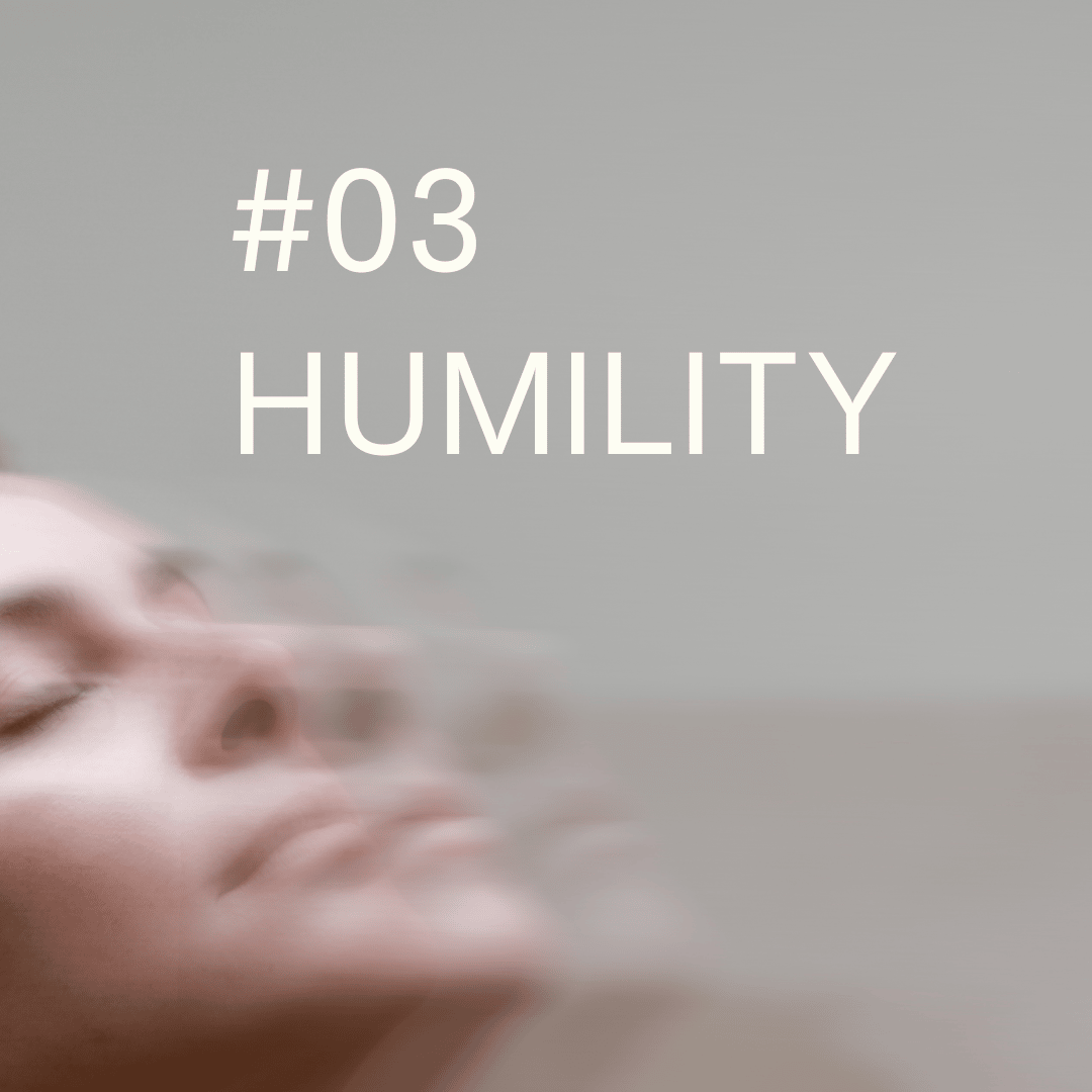 the word humility over a blurred women's face