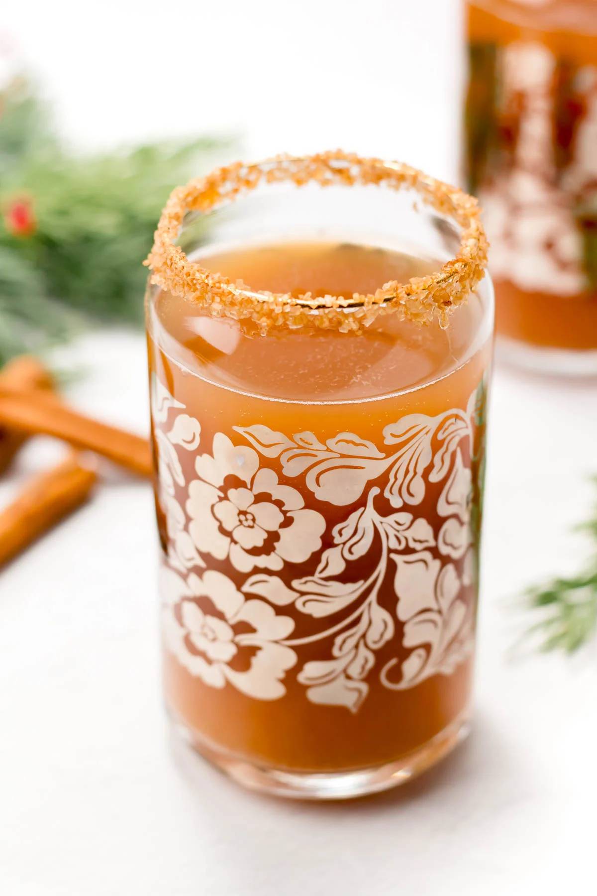 A beer cocktail with a cinnamon sugar rim.
