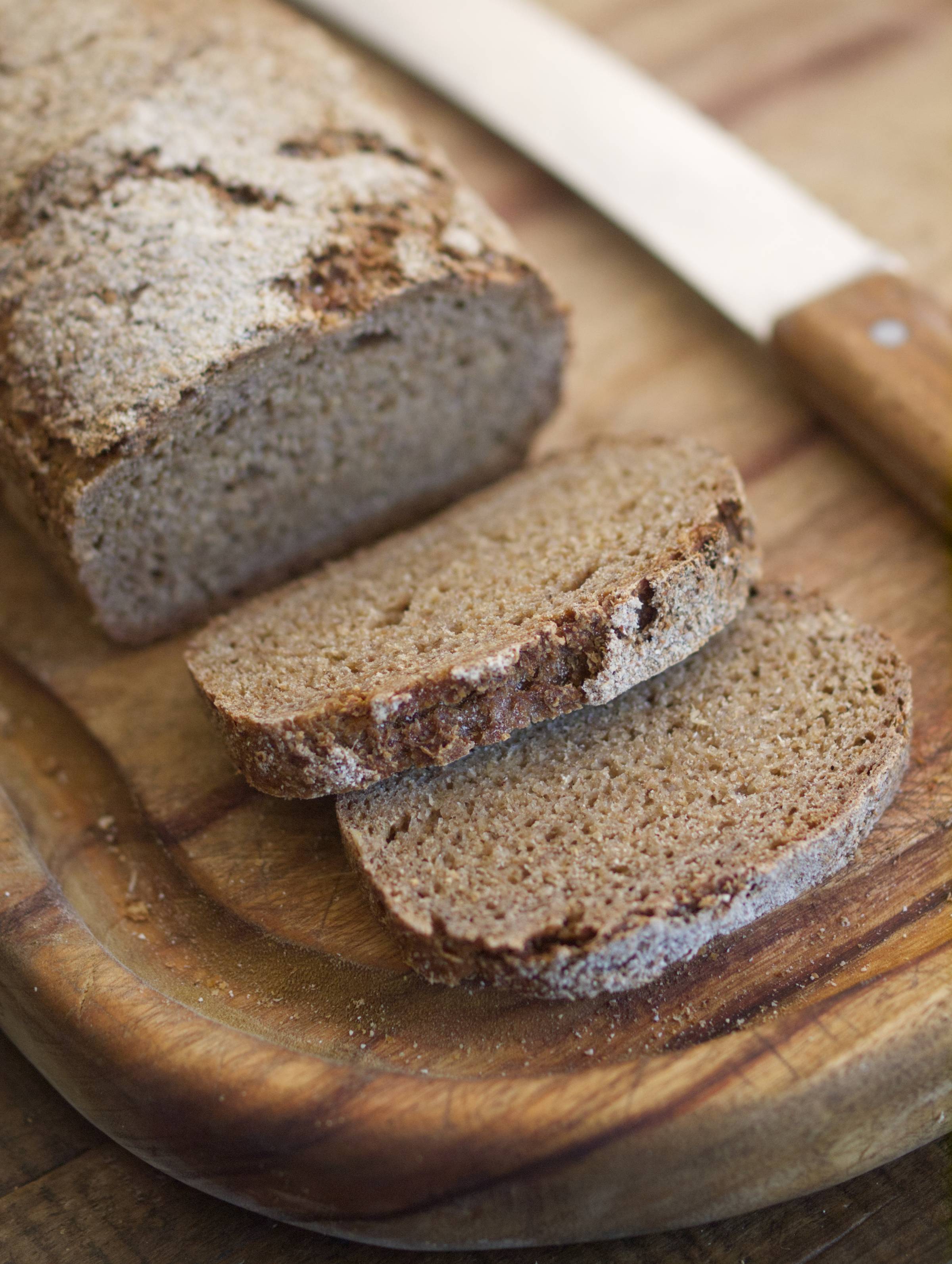 pan loaf made from 50% rye and 50% whole wheat