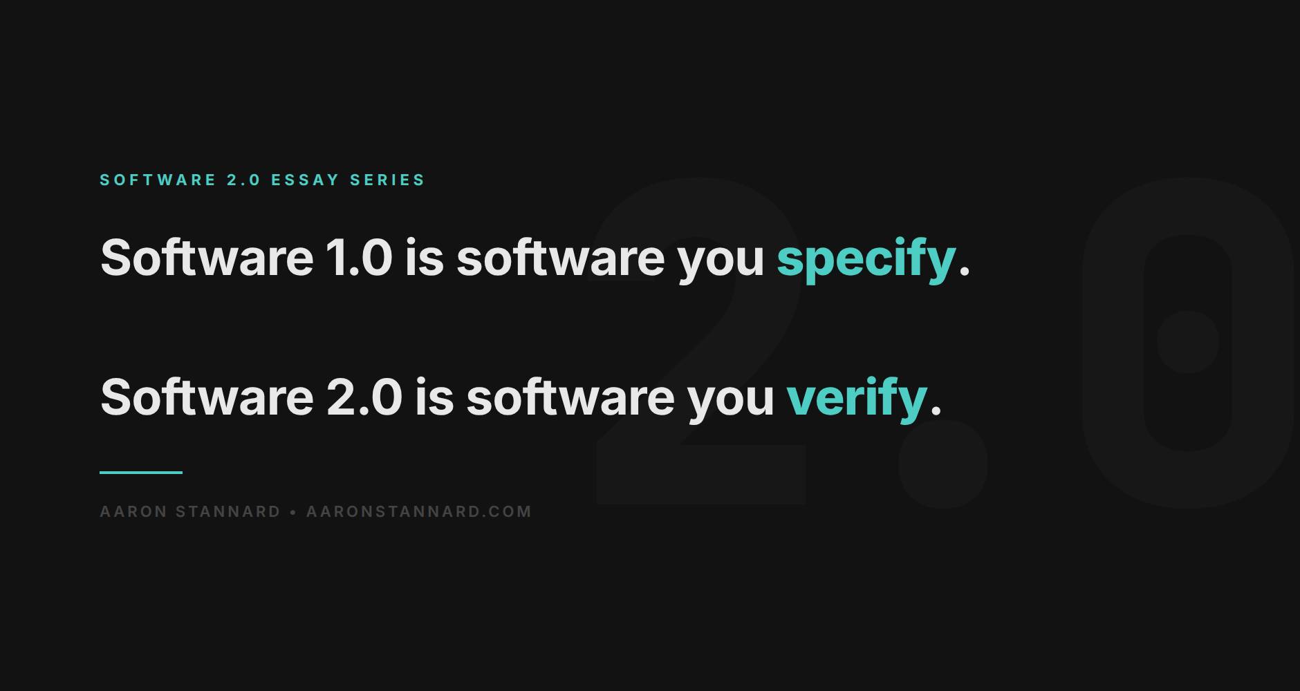 Software 2.0: Code is Cheap, Good Taste is Not