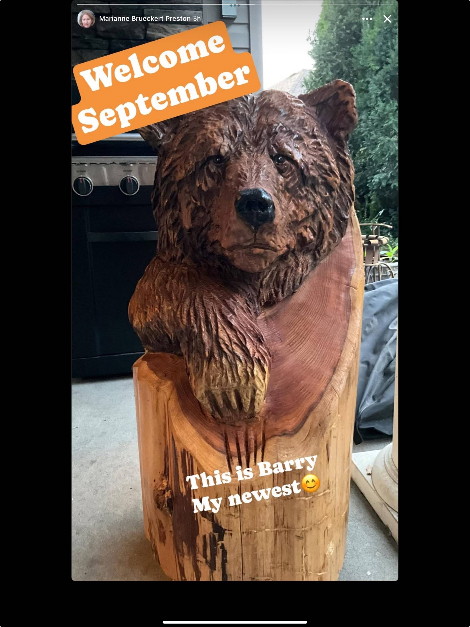 Carved bear head