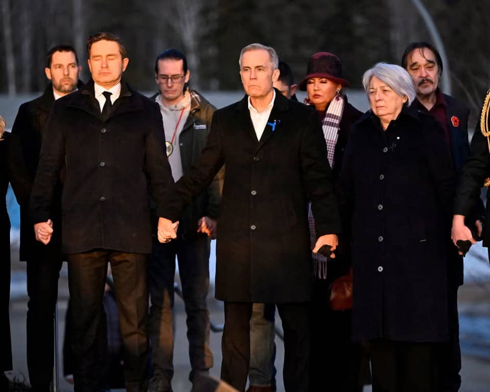 Prime Minister &Leaders at Memorial in Tumbler Ridge
