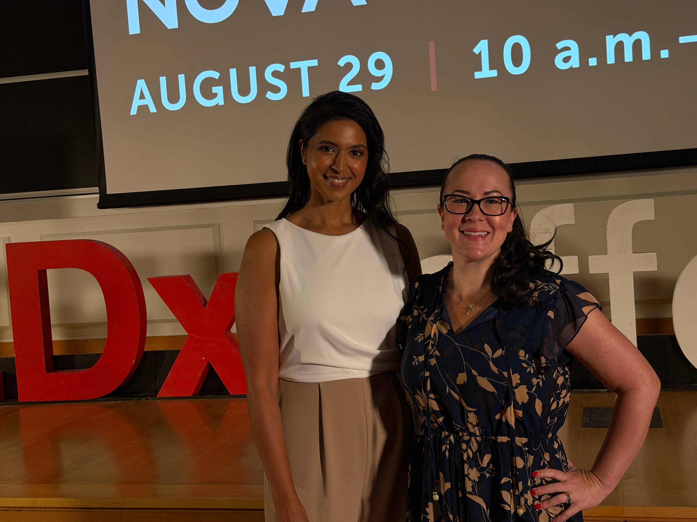 Dr. Priyanka and Tara on the TEDx stage