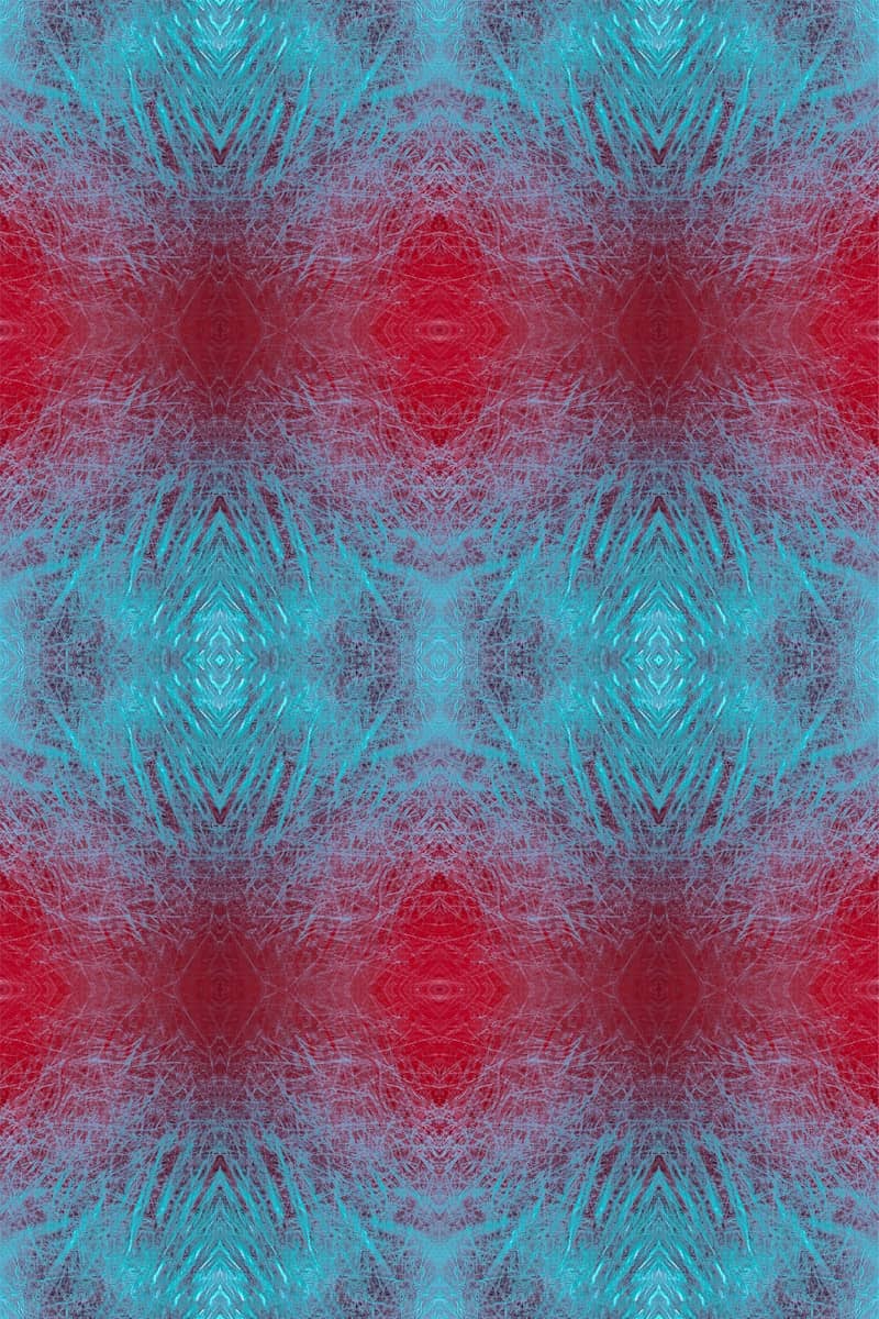 Abstract pattern of red and teal textures