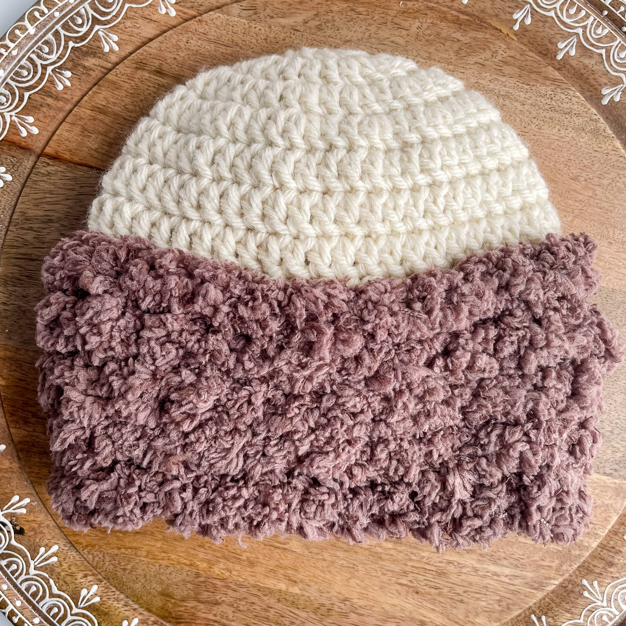 Crochet Sherpa Beanie Hat pattern