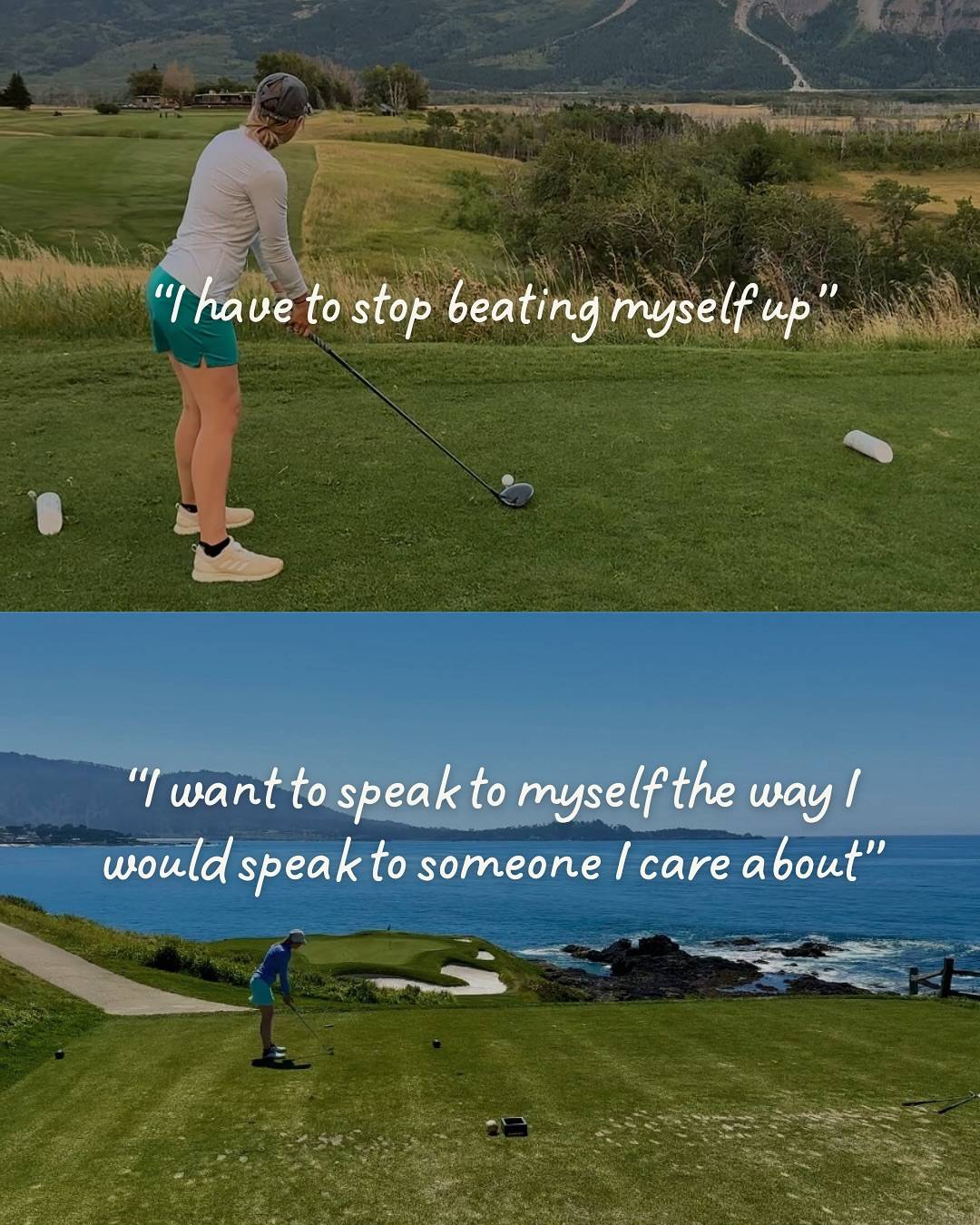 This shift can be so powerful, for golf and for life 

“have to, need to, should” can create pressure, obligation, and feeling stuck 

“choose to, want to, get to” can create purpose, ownership, and freedom

What do you notice about the language you use on the golf course? Is it helpful or unhelpful?

⛳️🧠🫶🏻

p.s. I’m Alyssa, a former D1 golfer with a masters degree in sport psychology sharing what I wish I learned sooner about the mental game and helping golfers go from stuck to free, believe in themselves, trust their game, and play with joy.