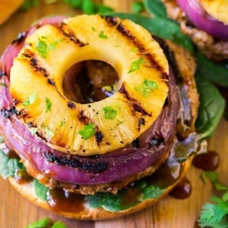 Teriyaki Burgers with Grilled Pineapple