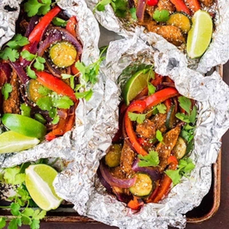 Grilled Chicken Fajitas in Foil