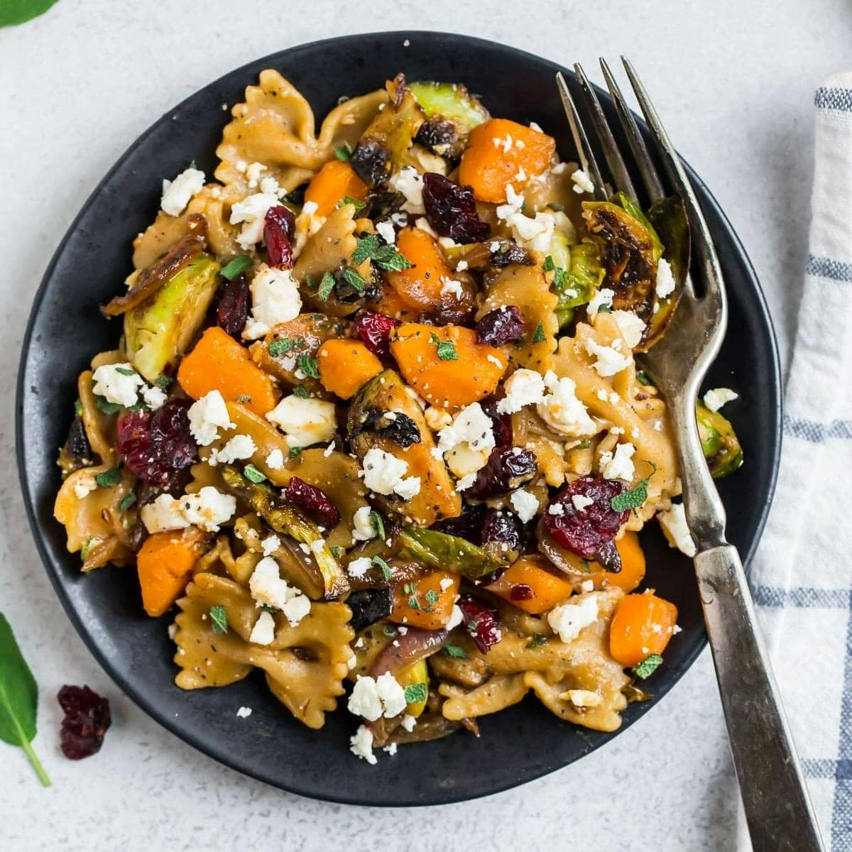 Sweet Potato Pasta with Brussels Sprouts