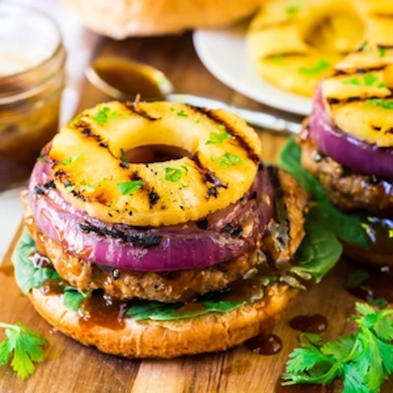 Teriyaki Burgers with Grilled Pineapple