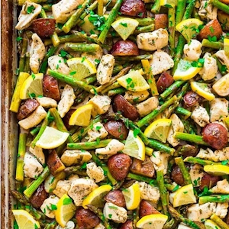 Baked Lemon Chicken with Asparagus