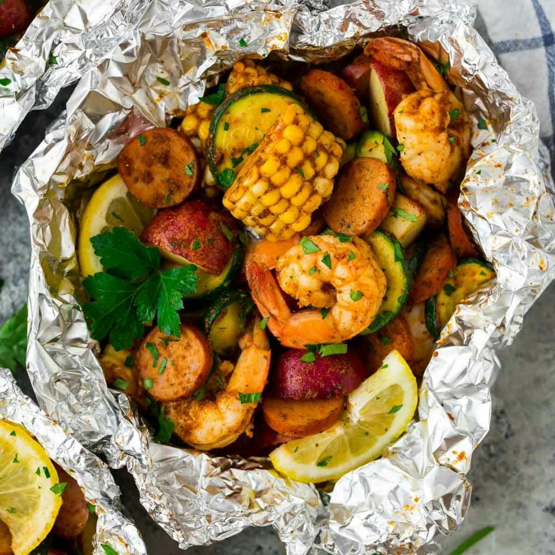 Cajun Shrimp Boil Foil Packets