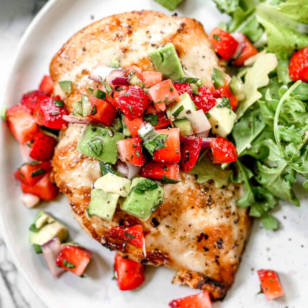 Grilled Chicken Breast with Strawberry Avocado Salsa