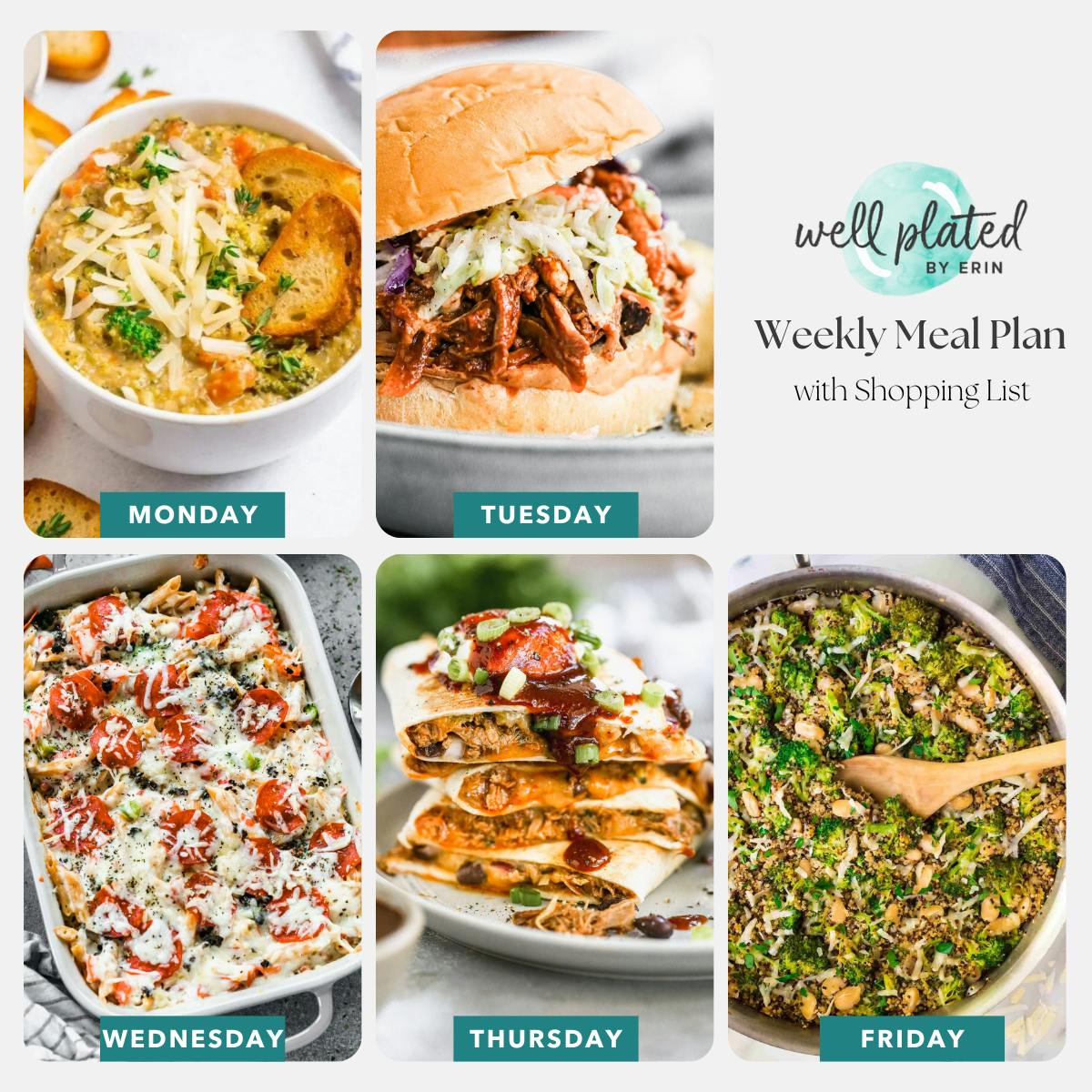 Weekly Meal Plan with Shopping List