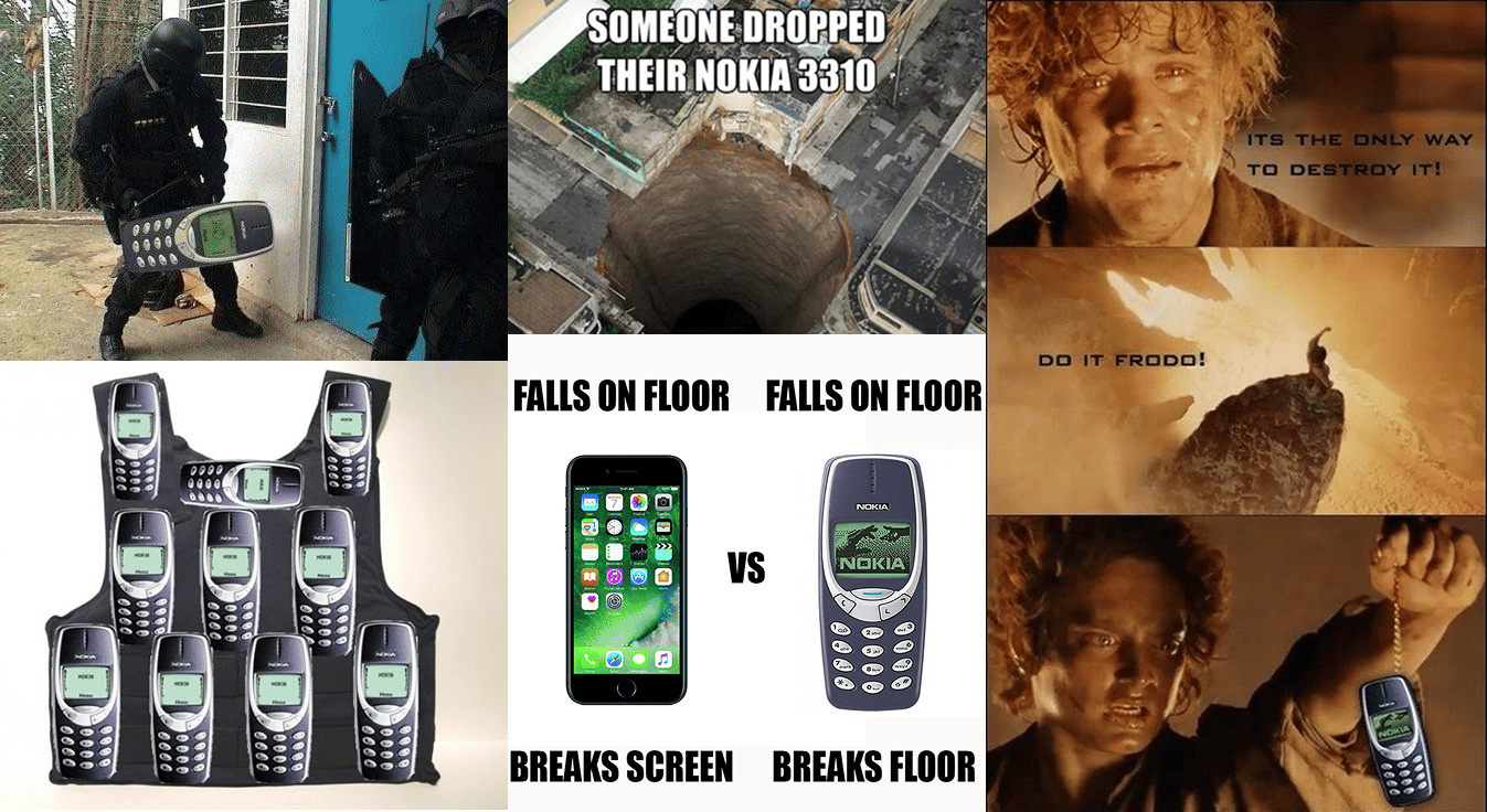 various memes of Nokia 3310