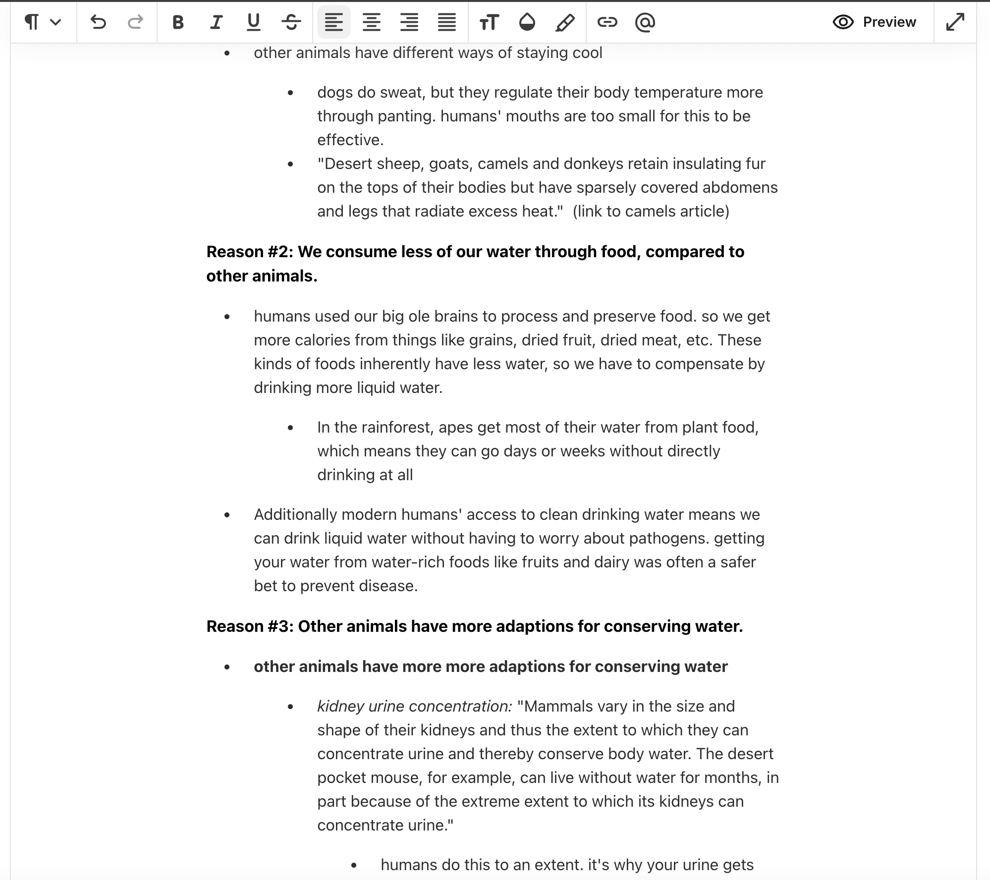 screenshot of a partially outlined first draft