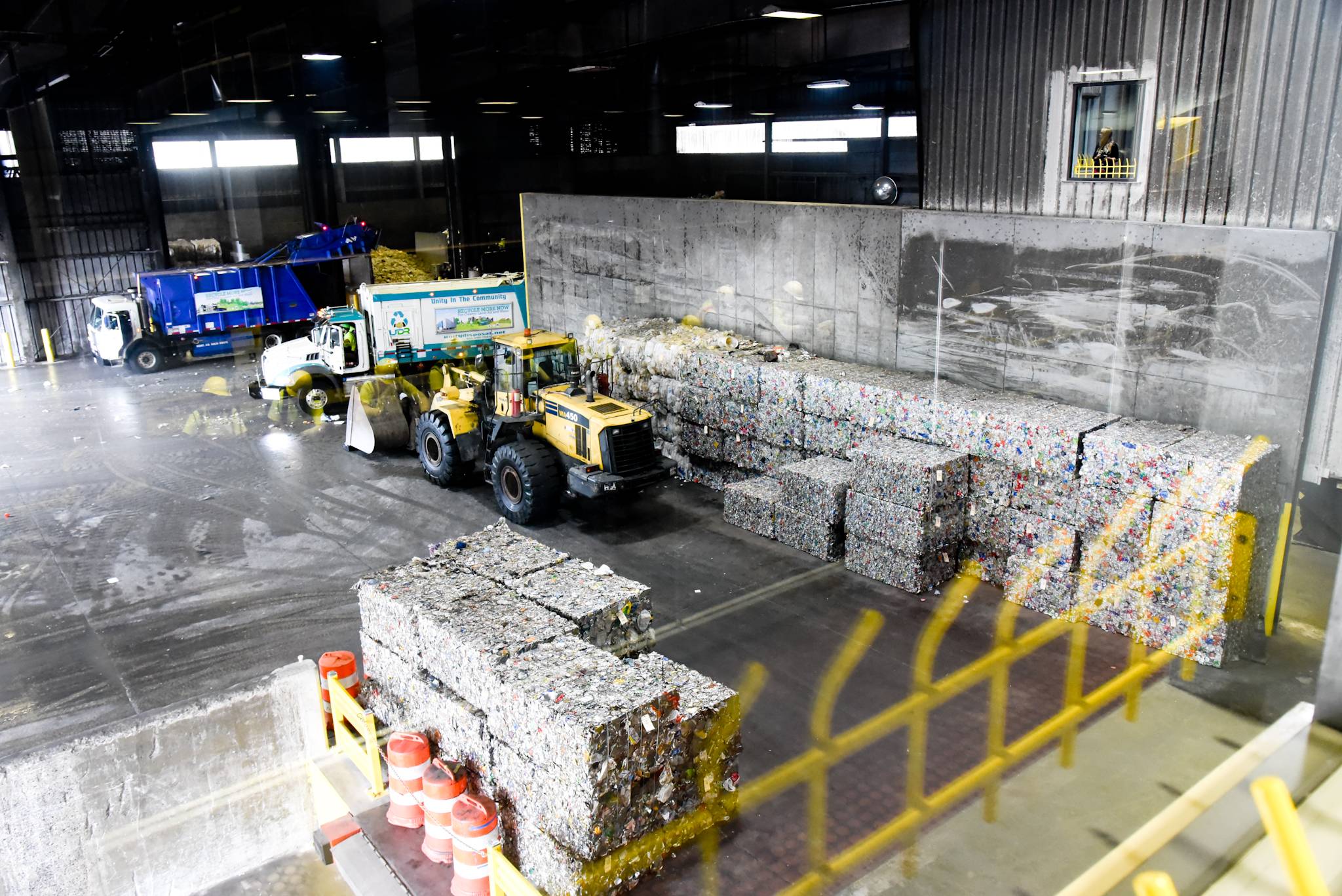 the inside of a recycling center