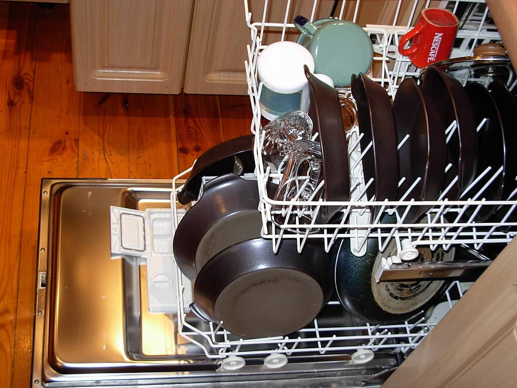 loaded dishwasher machine