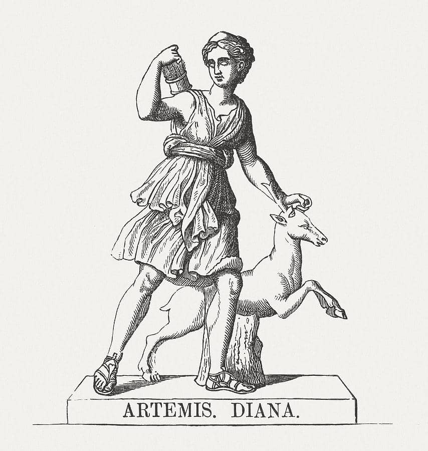 Image of Artemis, the Greek goddess of the hunt