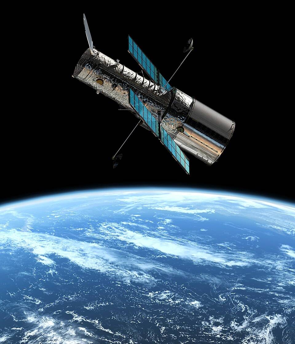 The Hubble Space Telescope in orbit. 