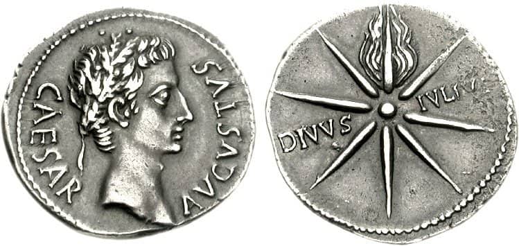 Image of Roman coin showing spelling of "Avgvstvs"