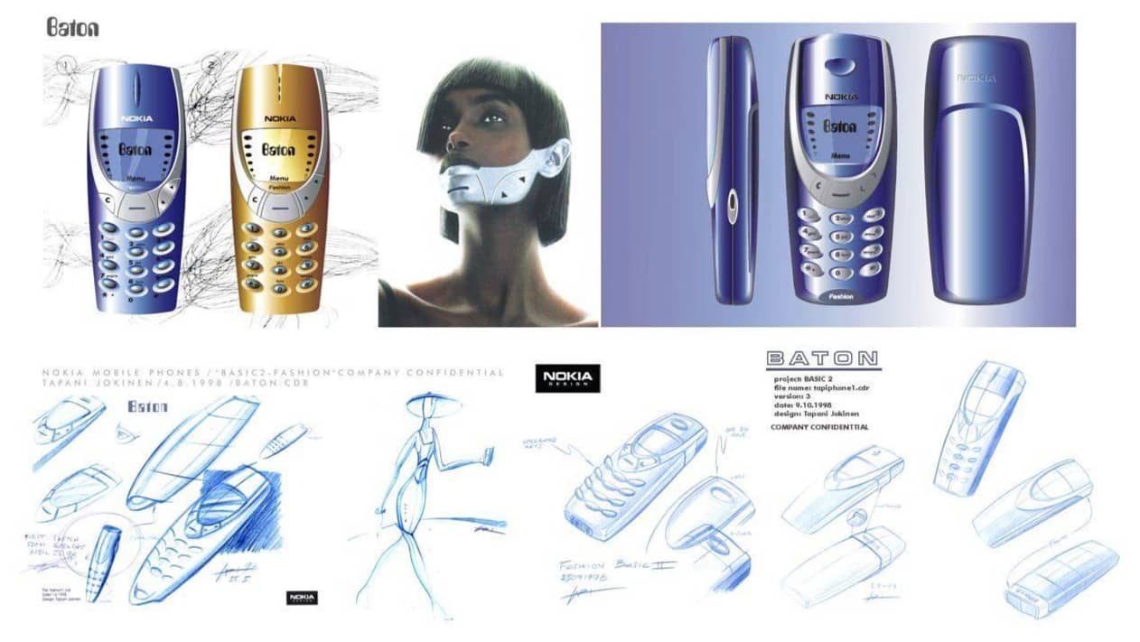 Some of the first sketches of the Nokia 3310, by designer Tapani Jokinen. 
