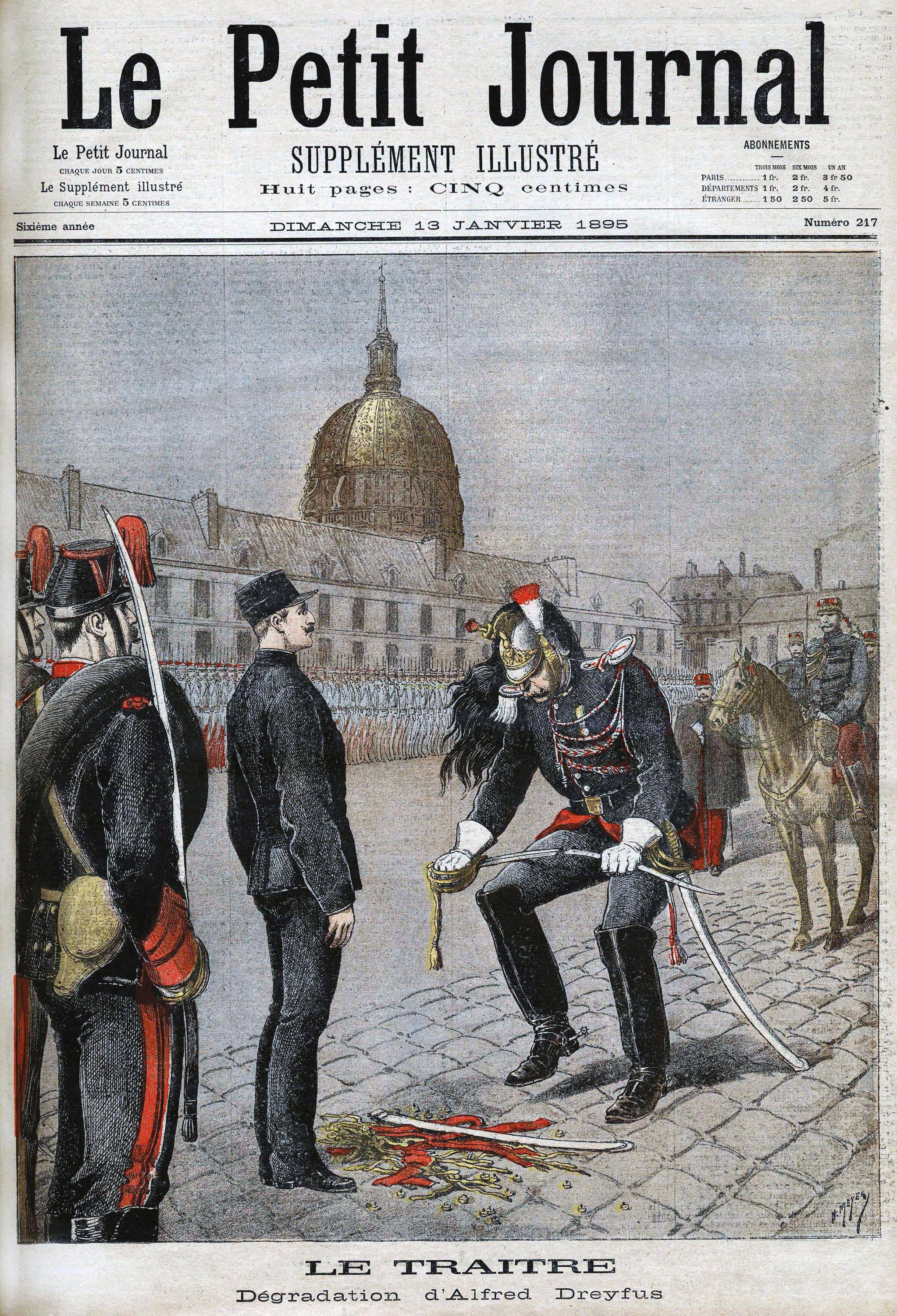 Newspaper picture of Dreyfus's military degradation