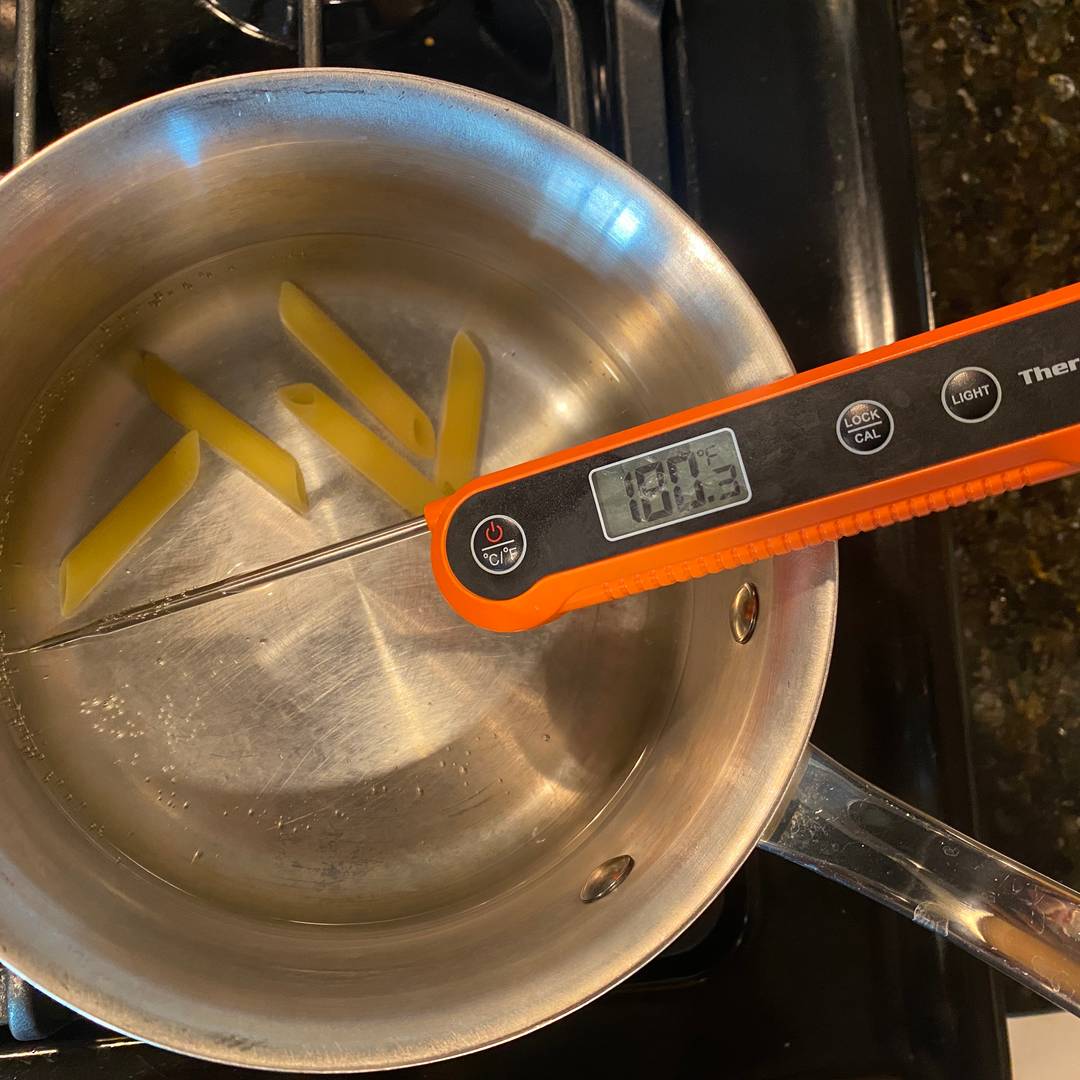 Cooking pasta at 180°F (82°C)
