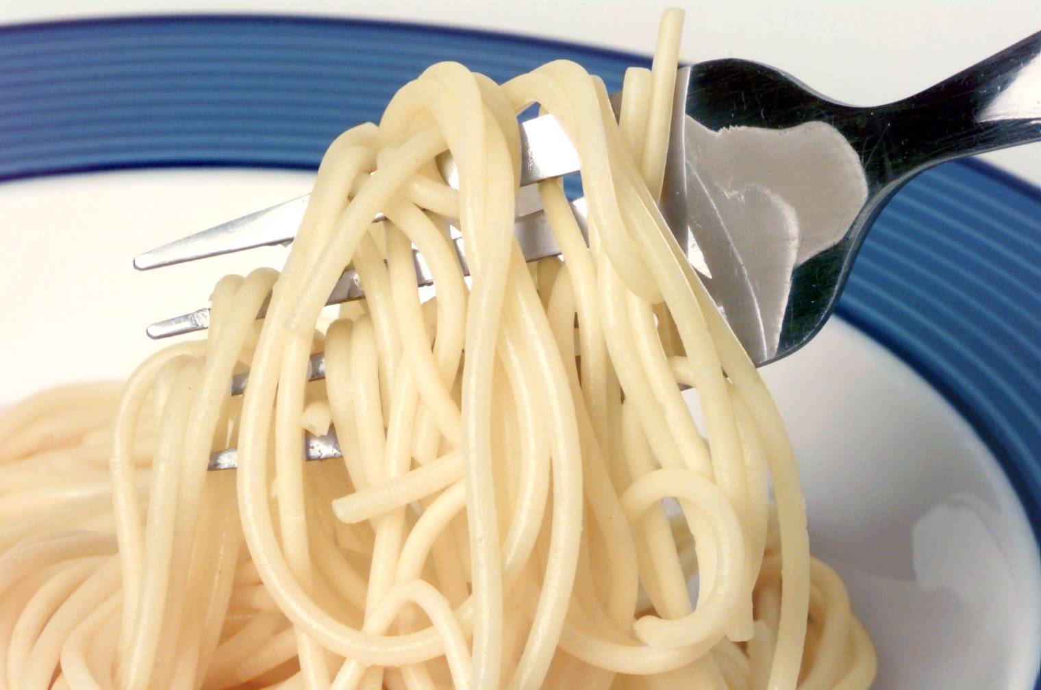 cooked spaghetti on a fork