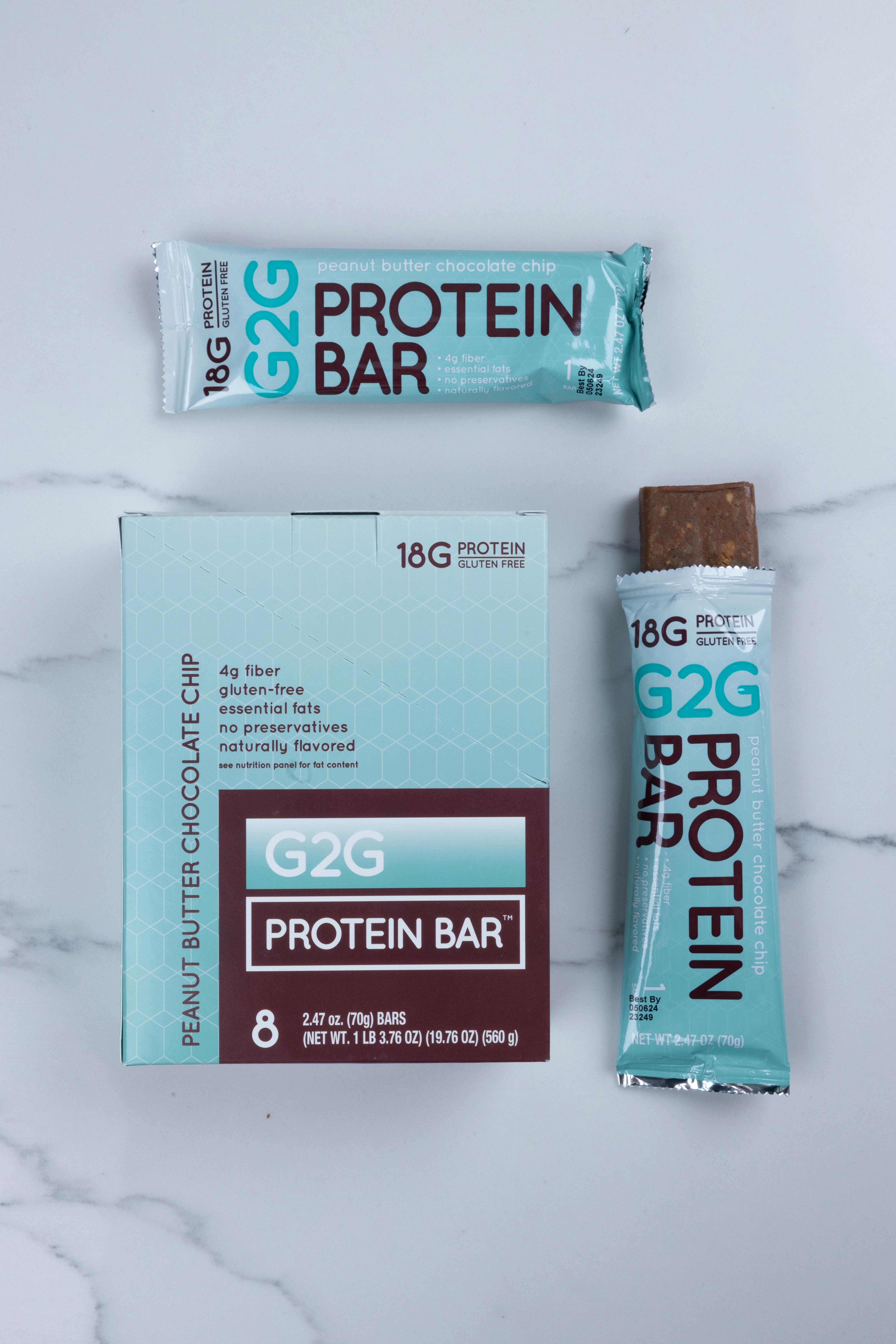 G2G protein bars on the counter
