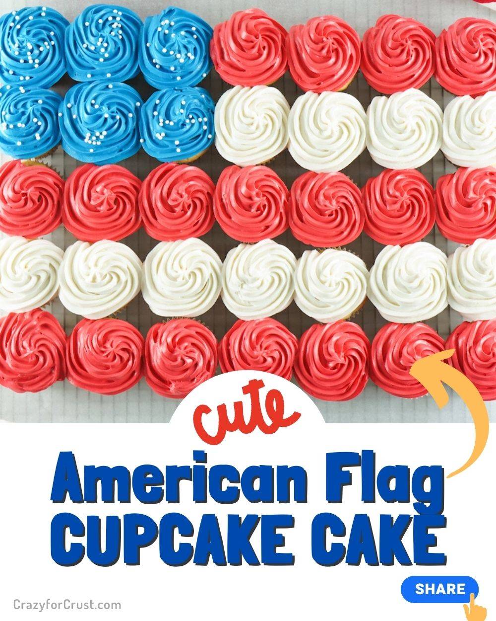 flag cupcake cake with words on photo