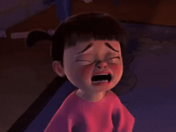 ID: Animated GIF of little girl from movie Monsters Inc. crying